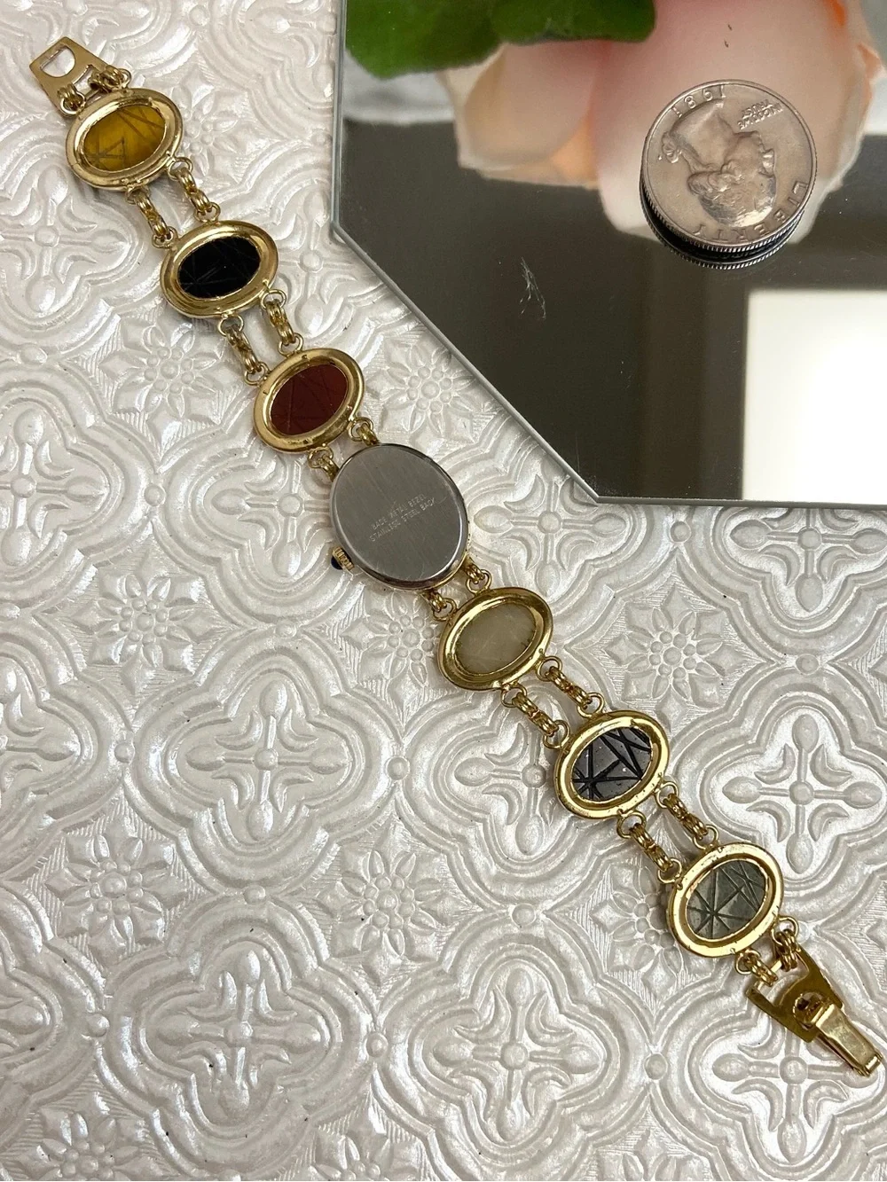 Vintage Pedre Scarab Bracelet Egyptian Revival Gold-tone Ladies Watch